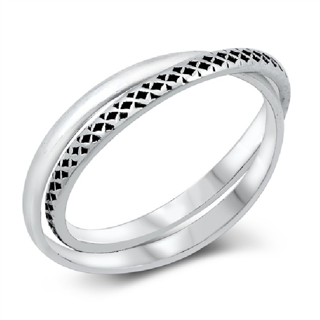 Bague 2 Anneaux Mixte 2 mm Argent Massif