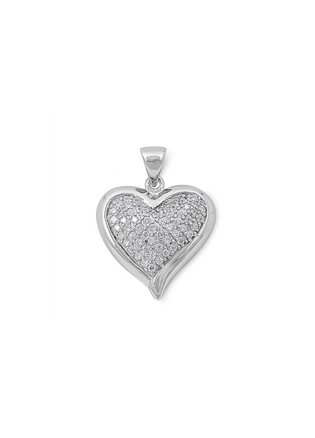 Pendentif Cœur argent 925 orné de zirconiums