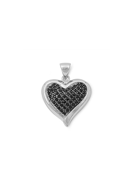 Pendentif Cœur argent 925 orné de zirconiums