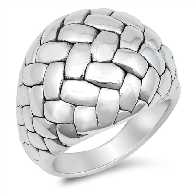 Bague mixte Design damier Argent 925