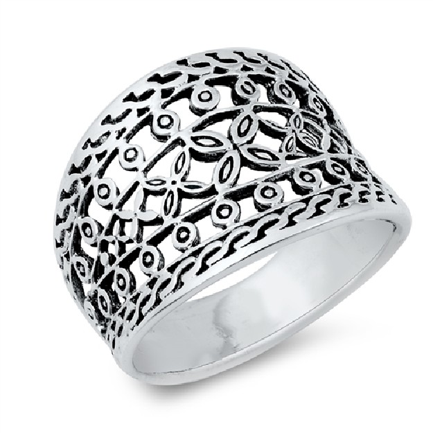 Bague large Dentelle ciselée Argent 925