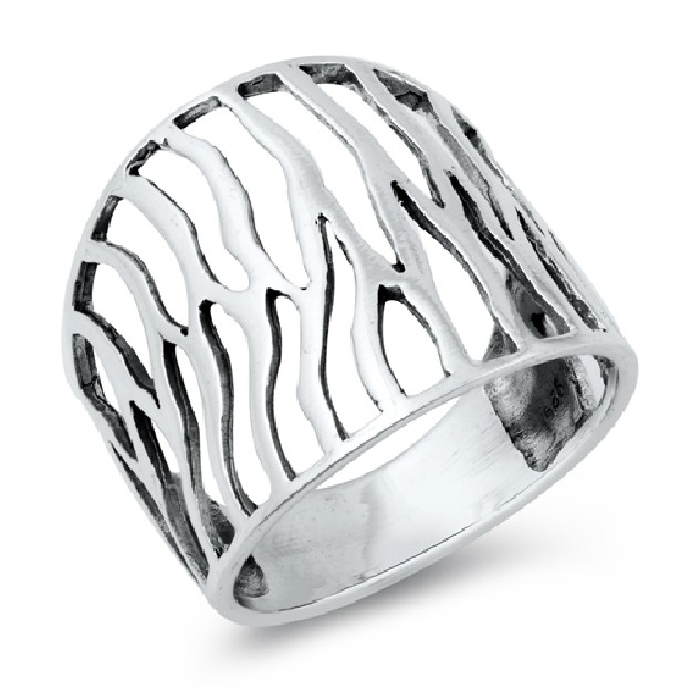 Bague large motif abstrait Argent 925