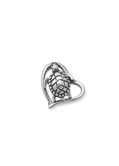 Pendentif Cœur & Tortue en argent 925