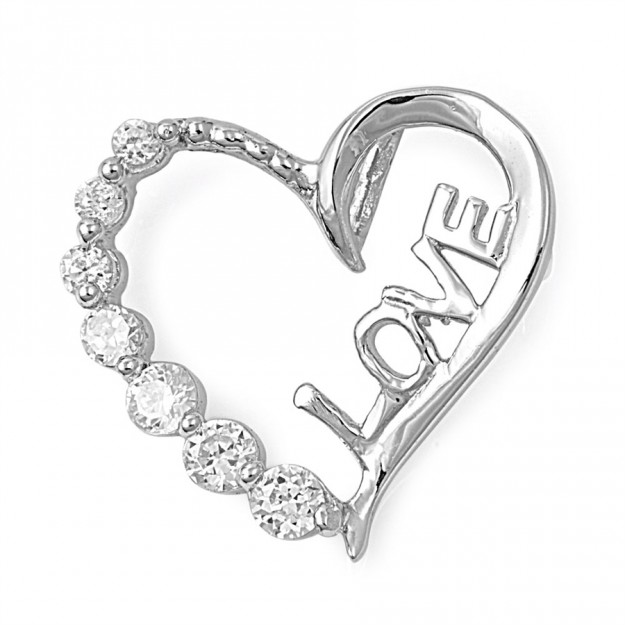 Pendentif Cœur "LOVE" argent 925 orné de zirconiums