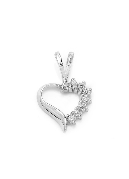 Pendentif Cœur argent 925 orné de zirconiums