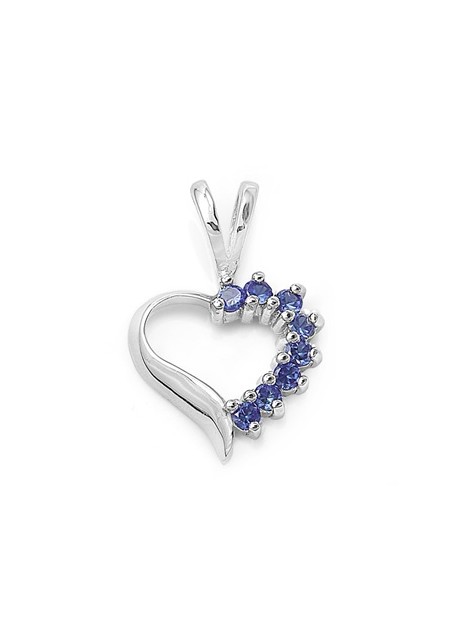 Pendentif Cœur argent 925 orné de Saphir bleu