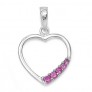 Pendentif Cœur argent 925 orné de zirconiums roses