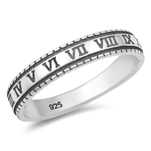 Bague anneau chiffres romains Argent 925