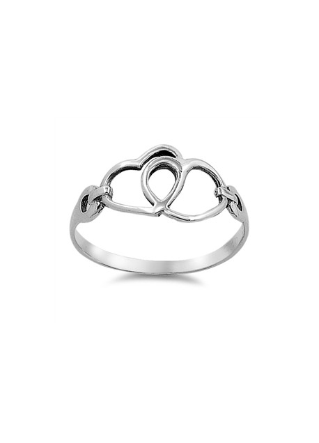 Bague 2 Coeurs enlaçés Argent 925