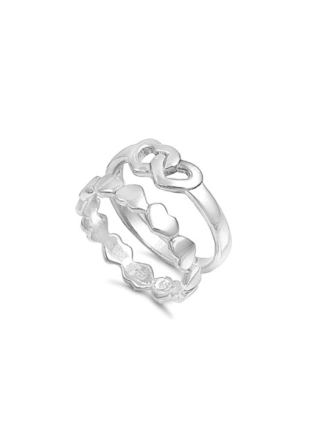 2 Bagues Anneaux Coeur Argent 925