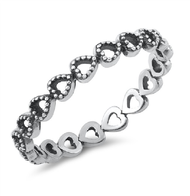 Bague anneau Coeur rétro Argent 925