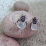 Boucles d'oreilles de créateur en Argent 925 Ornée Quartz rose & Améthyste