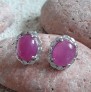 Boucles d'oreilles Créateur ornées Rubis rose en argent 925