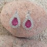 Boucles d'oreilles de Créateur Argent 925 & Rubis roses
