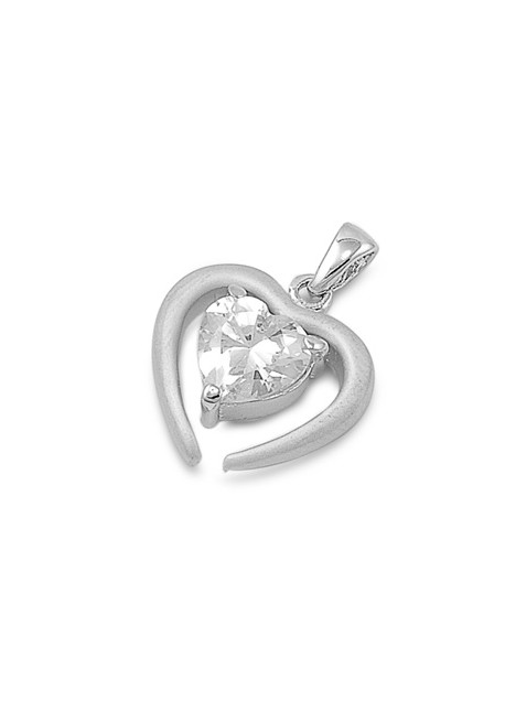 Pendentif Cœur argent 925 orné d'un zirconium