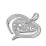 Pendentif Cœur ciselé argent 925 orné de zirconiums