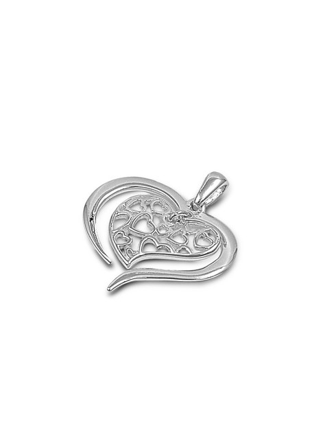 Pendentif Cœur ciselé argent 925 orné de zirconiums