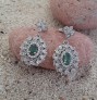 Boucles d'oreilles de Créateur argent 925 ornées d'une émeraude & zirconiums