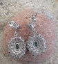 Boucles d'oreilles de Créateur argent 925 ornées d'une émeraude & zirconiums