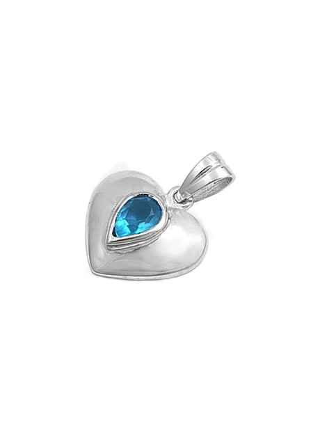 Pendentif Cœur argent 925 orné Aigue Marine