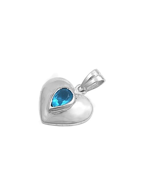 Pendentif Cœur argent 925 orné Aigue Marine