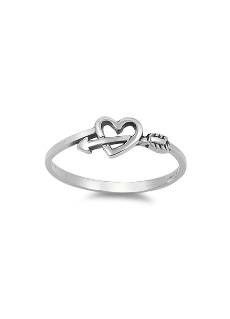 Bague Coeur & Flèche de Cupidon en Argent 925