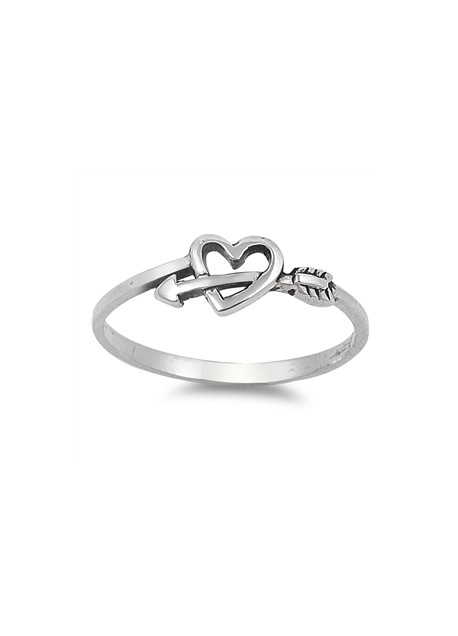 Bague Coeur & Flèche de Cupidon en Argent 925