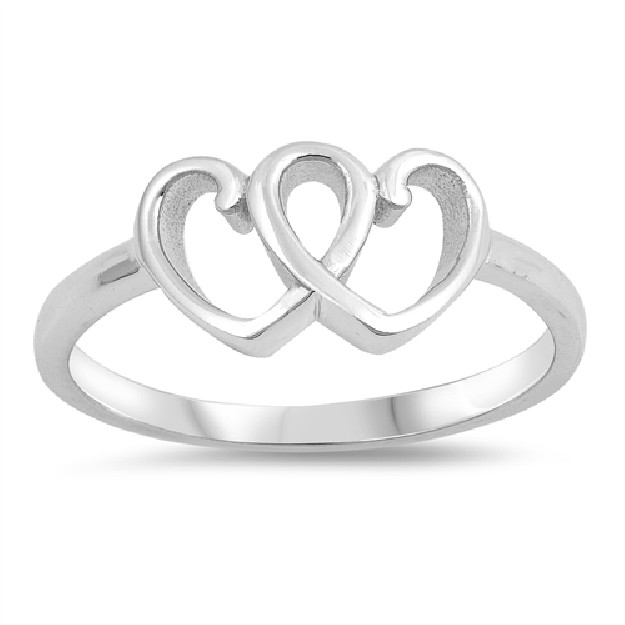 Bague double Coeurs enlaçés en Argent 925