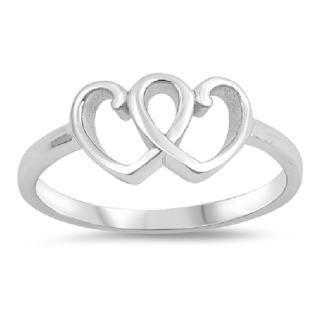 Bague double Coeurs enlaçés en Argent 925