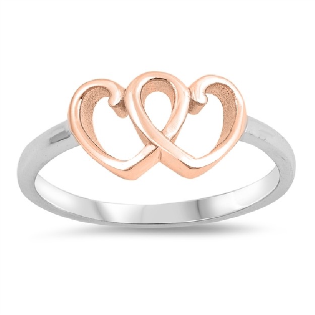 Bague Coeur enlaçés 2 Tons Argent 925 & Or