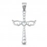 Pendentif Croix Ailes & Cœur en Argent 925 orné d'un zirconium