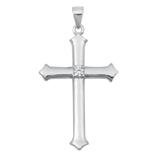 Pendentif Croix en Argent 925 orné d'un zirconium