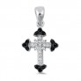 Pendentif Croix en Argent 925 orné de zirconiums clairs et noirs