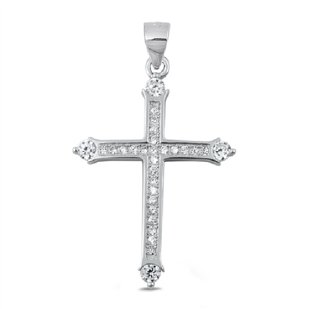 Pendentif Croix en Argent 925 orné de zirconiums