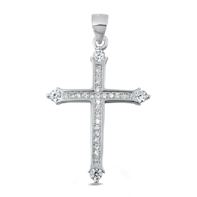 Pendentif Croix en Argent 925 orné de zirconiums