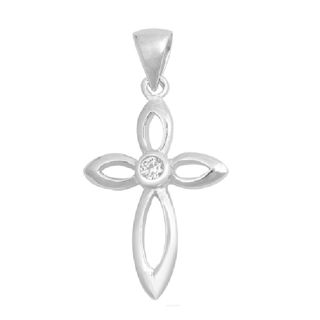 Pendentif Croix en Argent 925 orné d'un zirconium