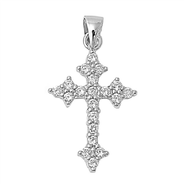 Pendentif Croix en Argent 925 orné de zirconiums