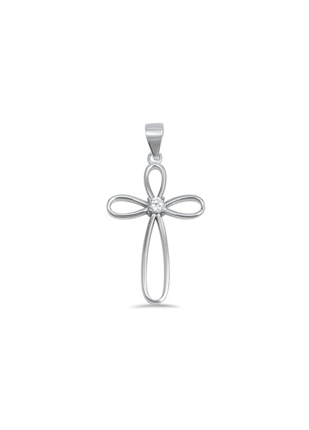 Pendentif Croix en Argent 925 orné d'un zirconium