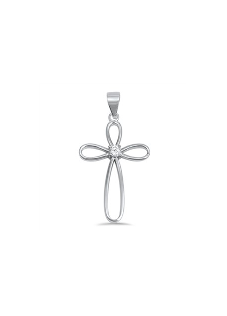 Pendentif Croix en Argent 925 orné d'un zirconium