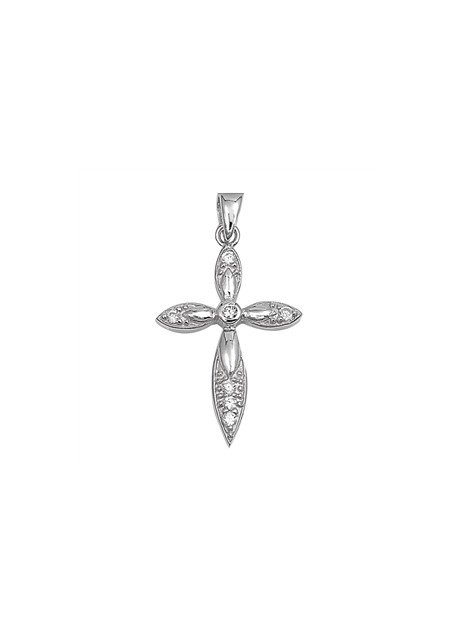 Pendentif Croix en Argent 925 orné d'un zirconium