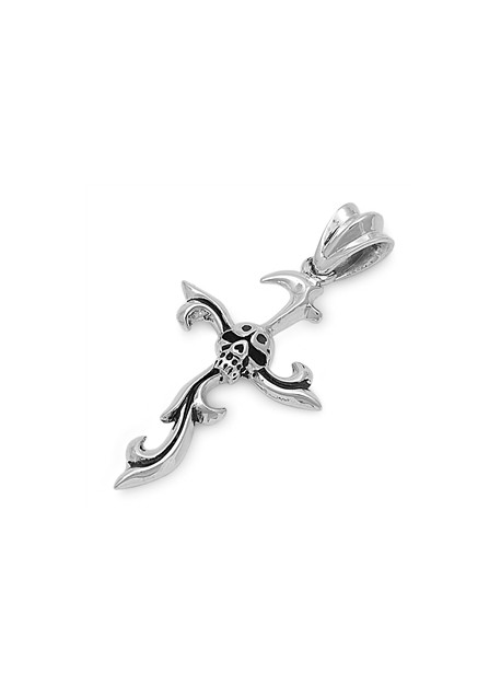 Pendentif Croix & Tête de mort en Argent 925