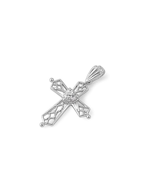 Pendentif Croix & Cœur en Argent 925 orné d'un zirconium