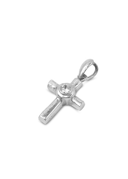 Pendentif Croix en Argent 925 orné d'un zirconium