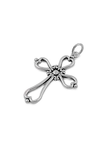 Pendentif Croix & Cœurs en Argent 925