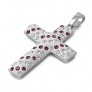 Pendentif Croix en Argent 925 orné de zirconiums roses et transparents