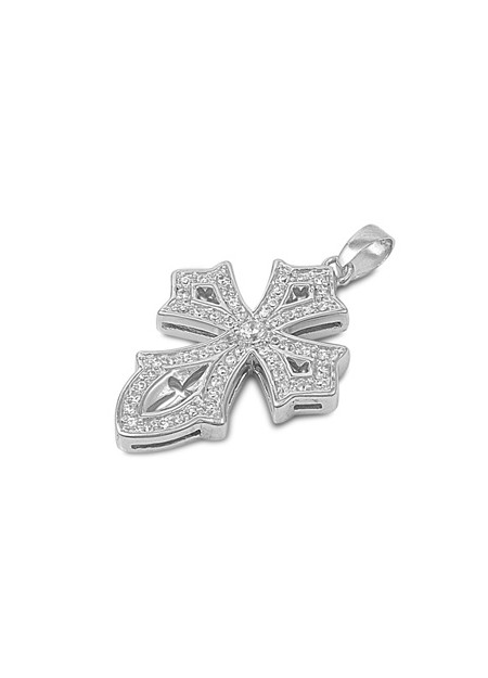 Pendentif Croix en Argent 925 orné de zirconiums