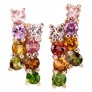 BOUCLES D'OREILLES EN VERMEIL ORNEES DE TOURMALINES MULTI COULEURS