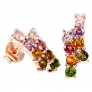 BOUCLES D'OREILLES EN VERMEIL ORNEES DE TOURMALINES MULTI COULEURS