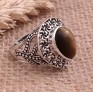 IMPOSANTE BAGUE ARGENT 925 ORNEE OEIL DE TIGRE - TAILLE 57