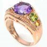 Bague de Créateur en Vermeil ornée Améthyste & multi-Pierres - Taille 53